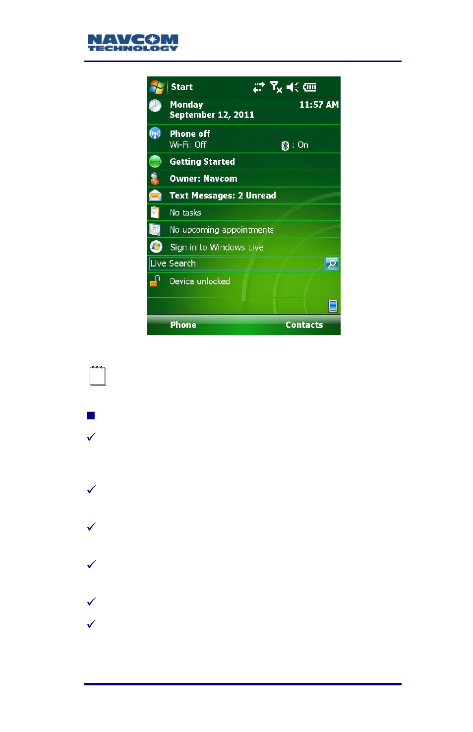 Figure 2: windows mobile startup | NavCom SurveCE Integration Rev.A User Manual | Page 27 / 150