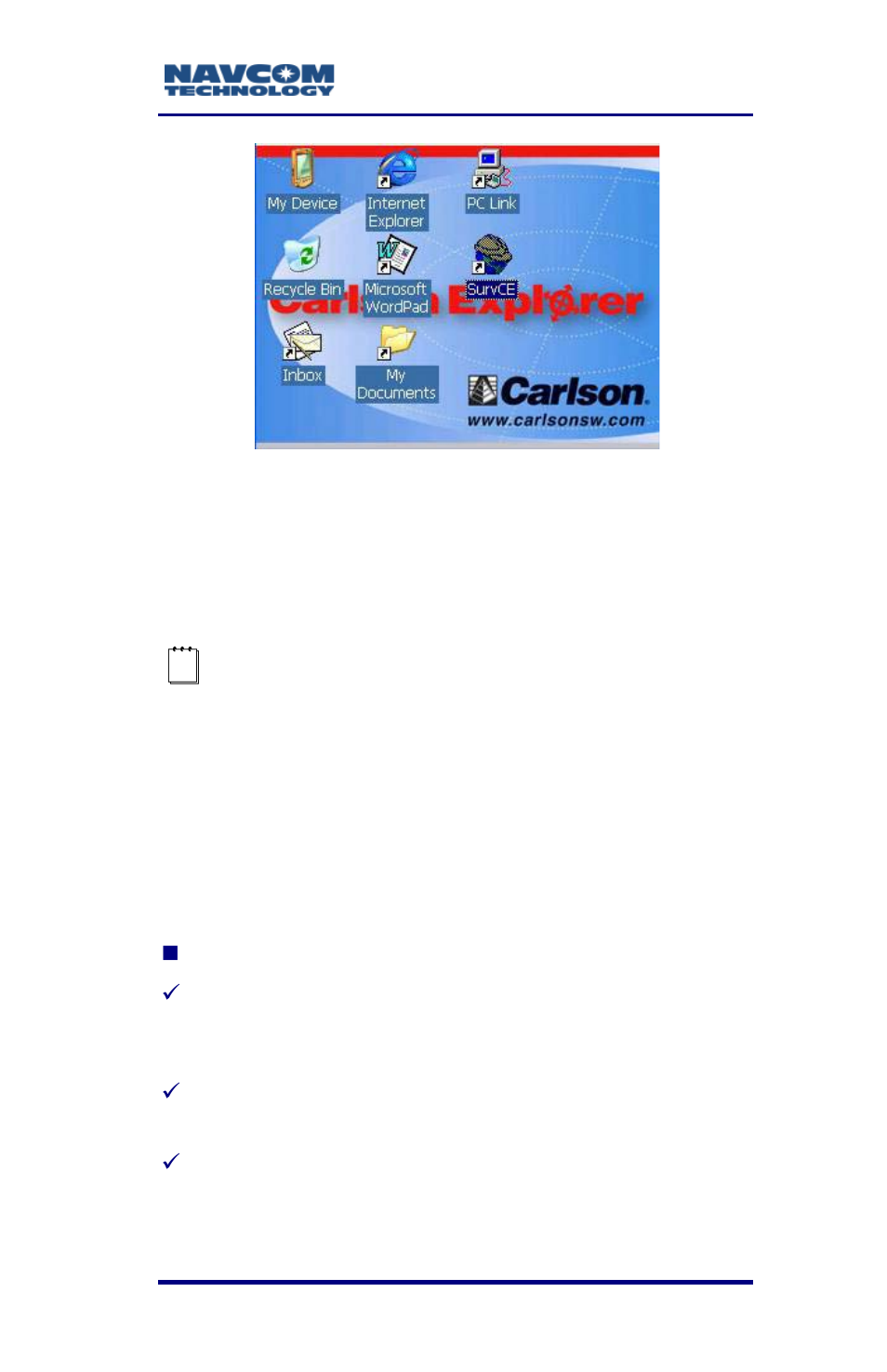 Figure 3: desktop with survce icon | NavCom SurveCE Integration Rev.A User Manual | Page 29 / 150