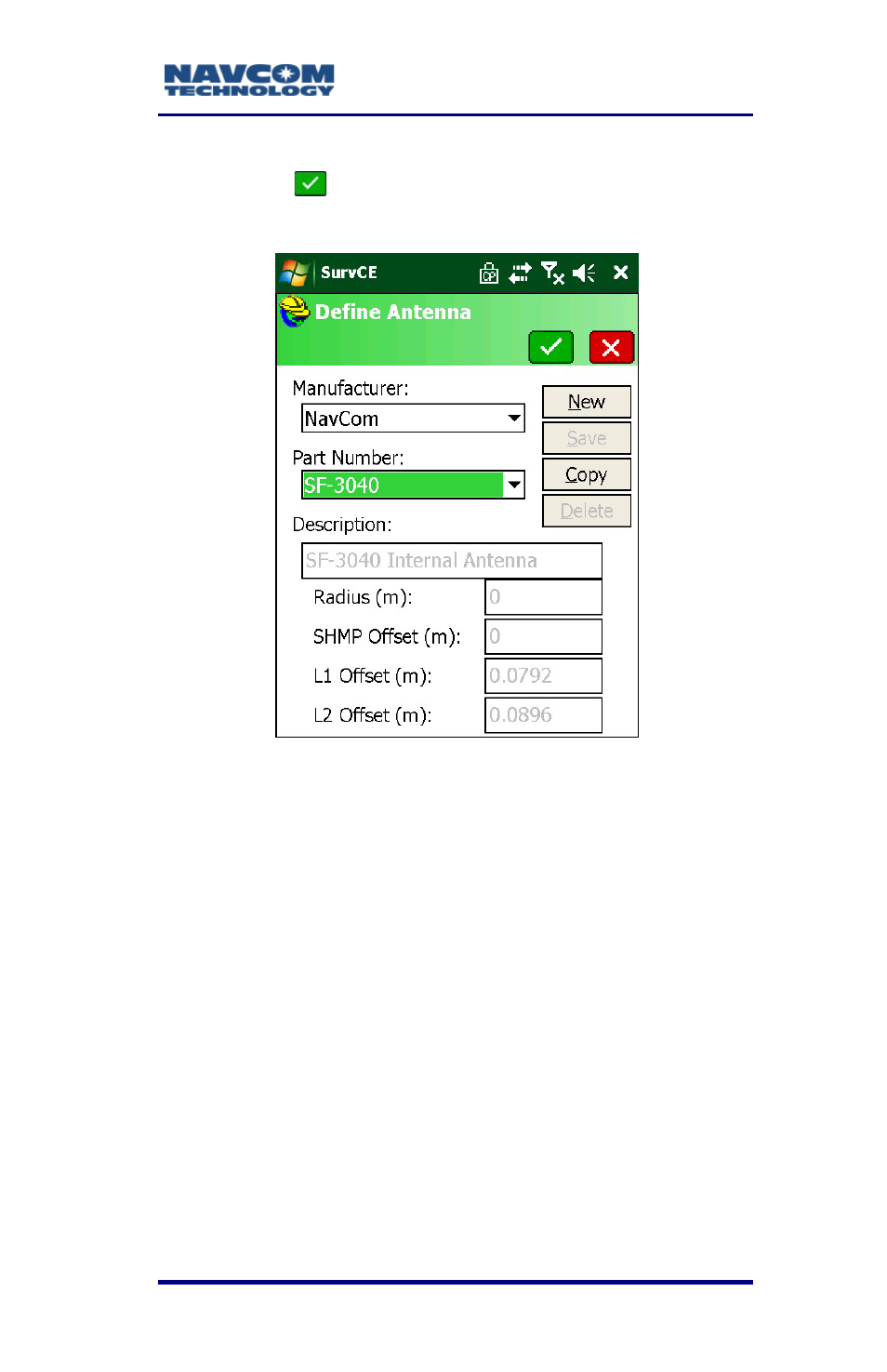 Figure 26: user antenna type | NavCom SurveCE Integration Rev.A User Manual | Page 59 / 150