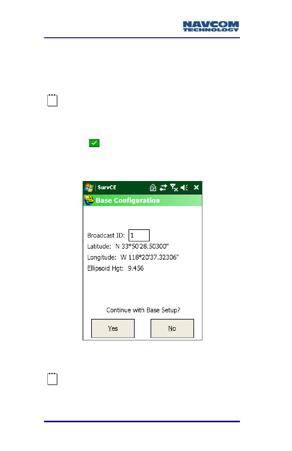 Figure 31: base configuration window | NavCom SurveCE Integration Rev.A User Manual | Page 64 / 150