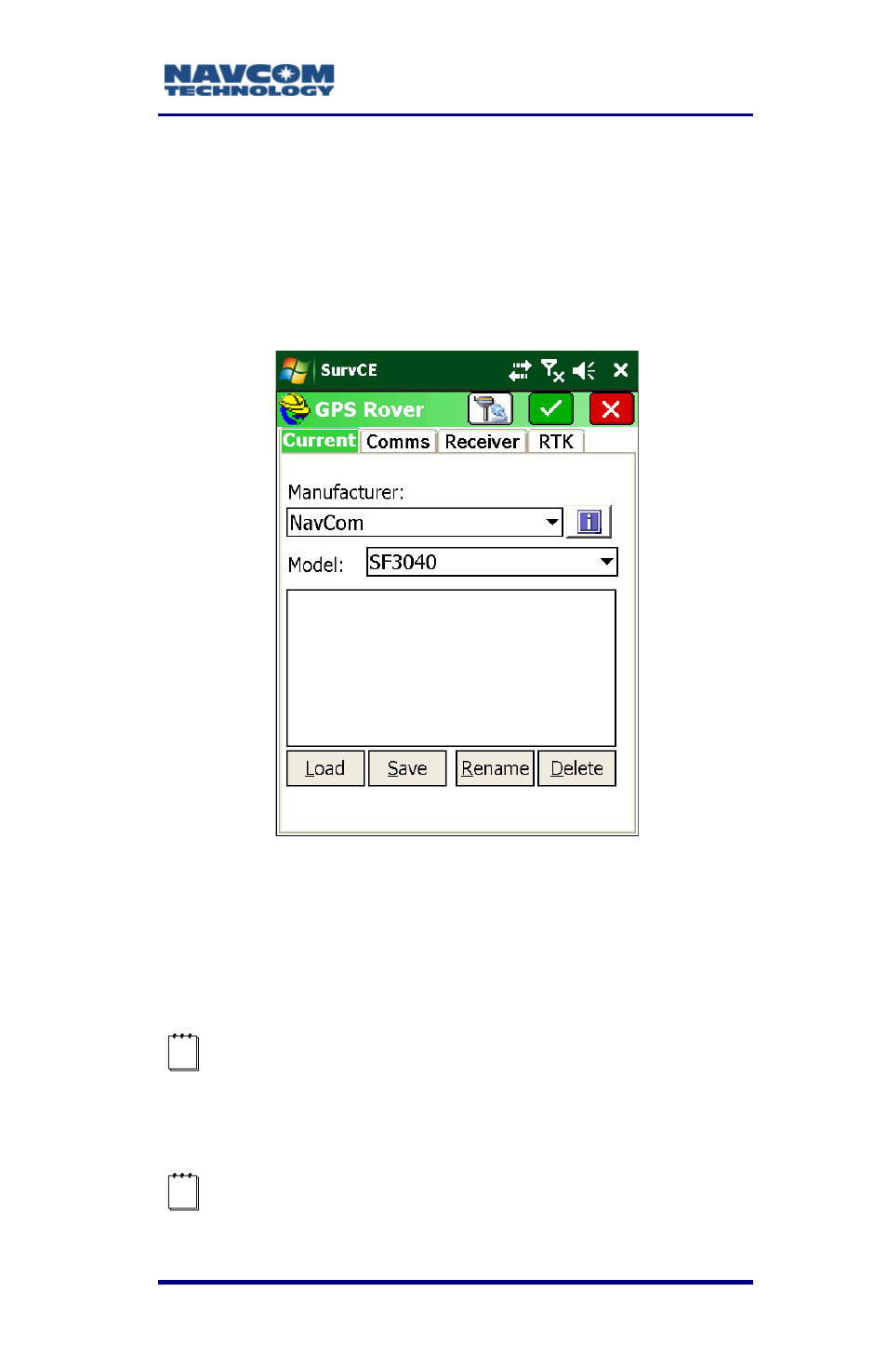 Figure 35: gps rover submenu – current tab | NavCom SurveCE Integration Rev.A User Manual | Page 71 / 150