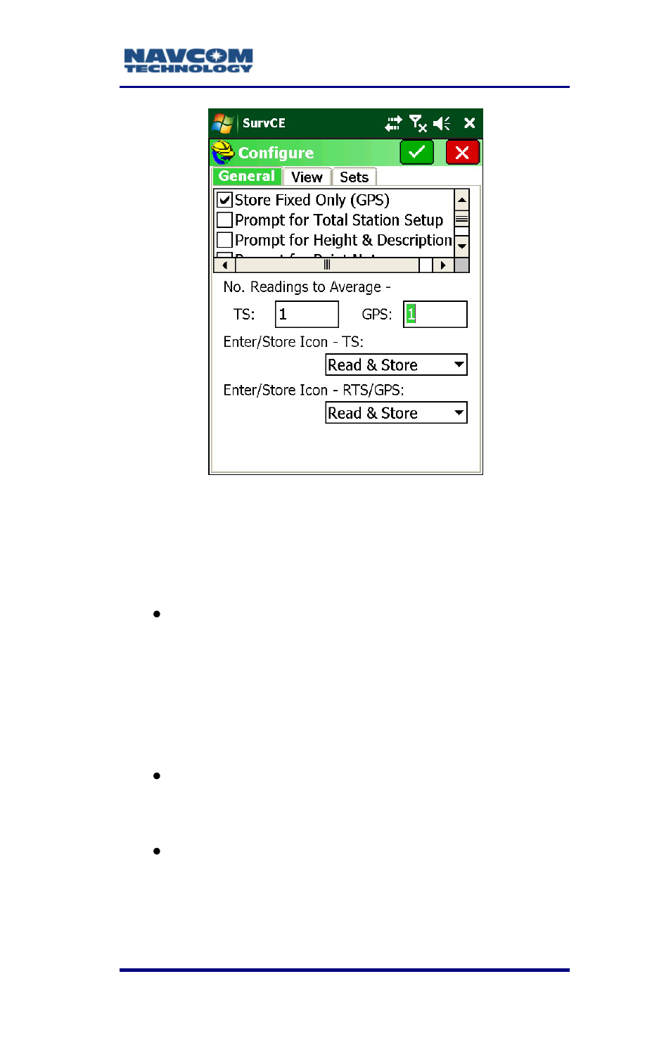 Figure 51: configure submenu – general tab | NavCom SurveCE Integration Rev.A User Manual | Page 93 / 150