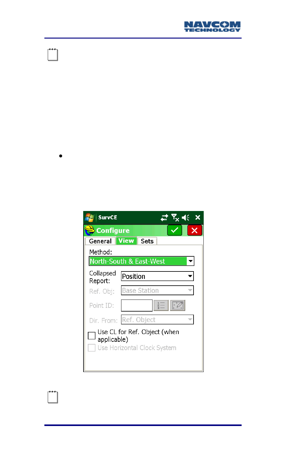 Figure 52: configure submenu – view tab | NavCom SurveCE Integration Rev.A User Manual | Page 94 / 150