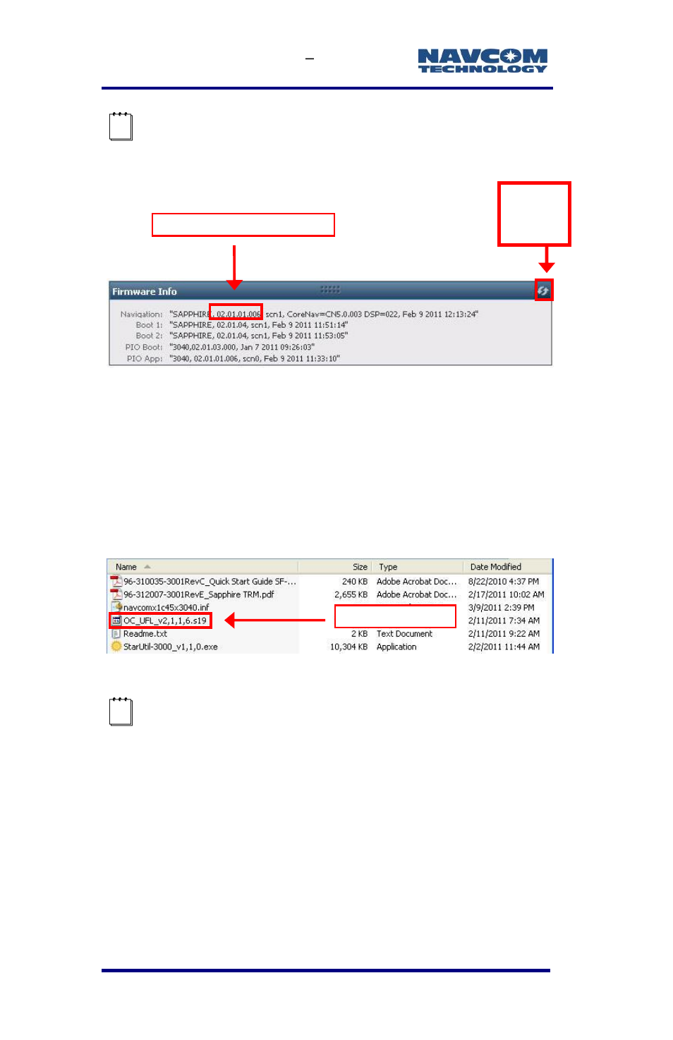 Figure 11: example of installed firmware, Figure 12: firmware folder | NavCom SF-3040 Rev.F User Manual | Page 36 / 217