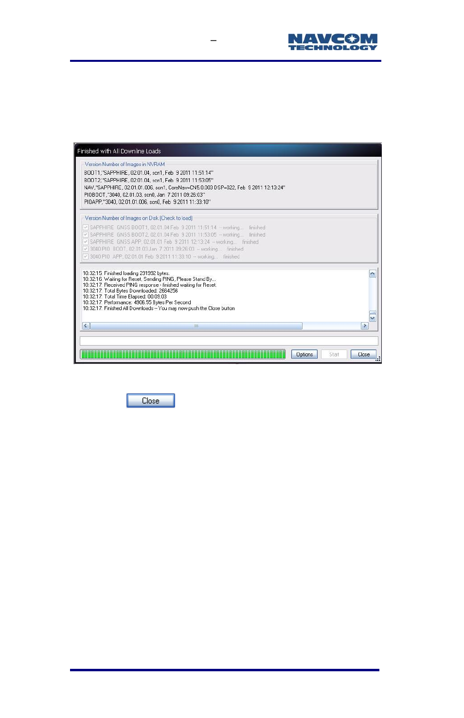 Figure 17: finished with all downline loads | NavCom SF-3040 Rev.F User Manual | Page 40 / 217