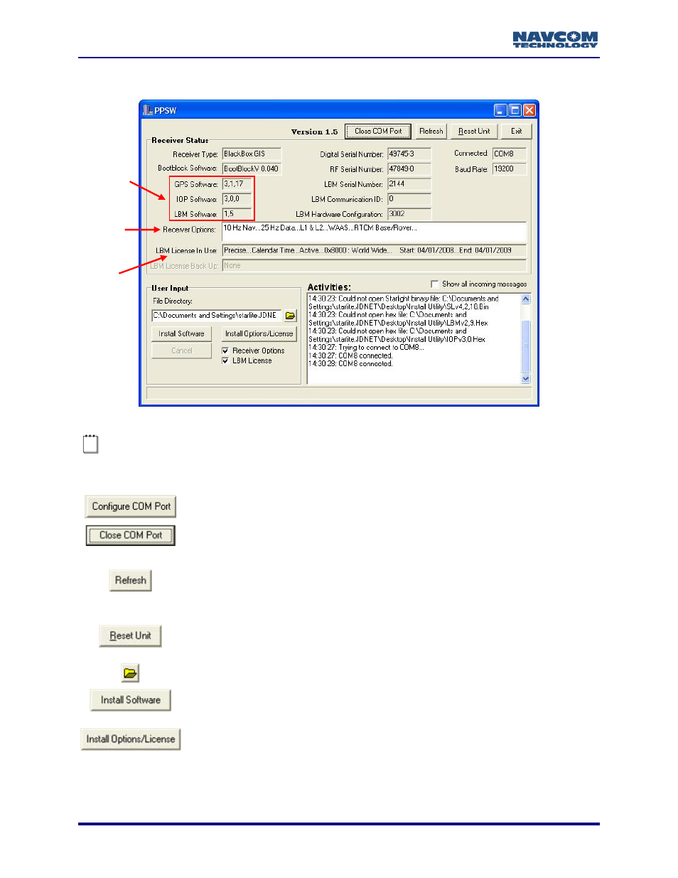 Install utility gui, Figure 1: install utility window | NavCom Install Utility Rev.C User Manual | Page 12 / 26