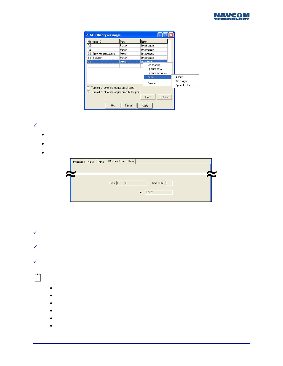Figure 128: b4 – event latch data | NavCom StarUtil Rev.G User Manual | Page 126 / 134