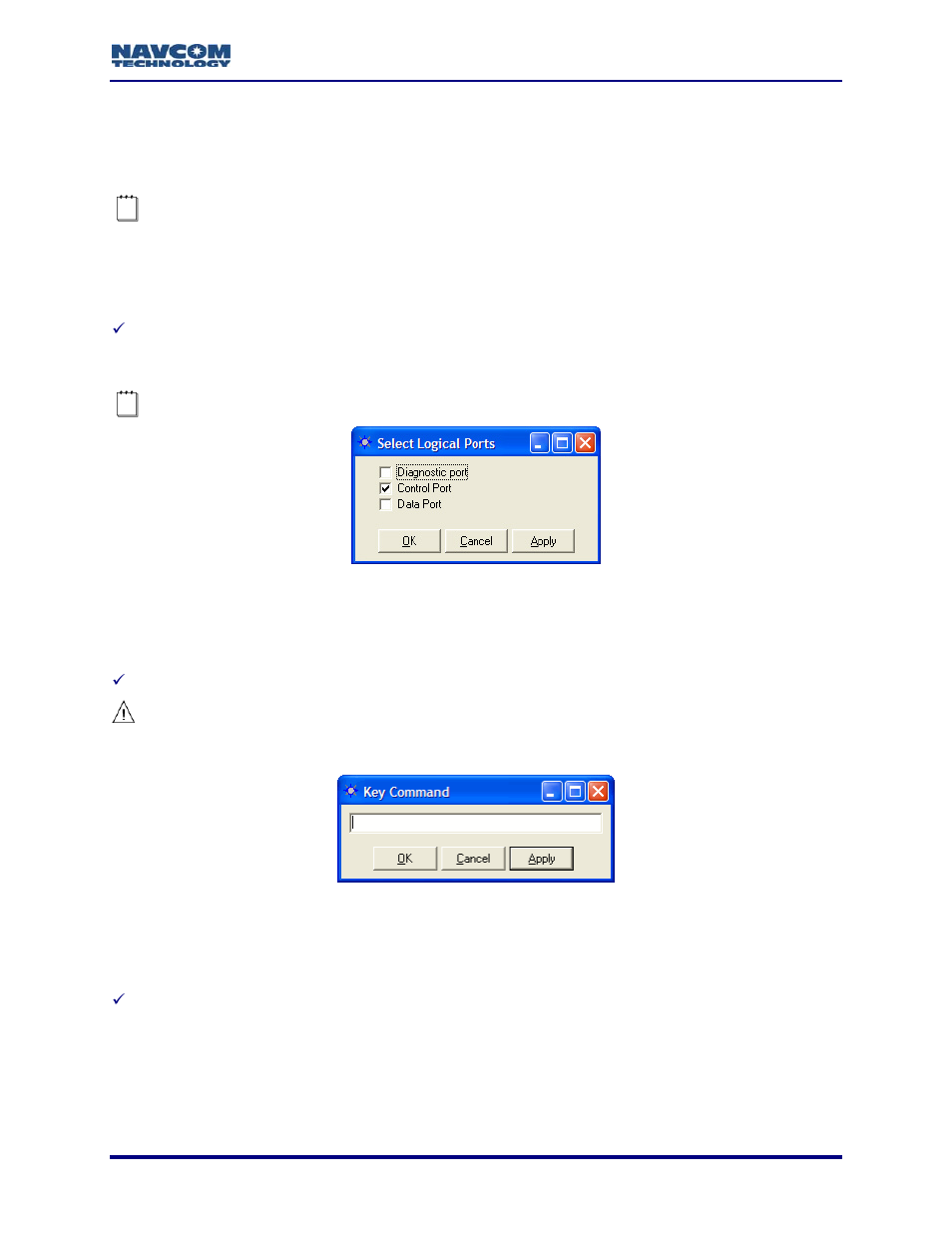 Chapter 11 ack/naks & general commands, Select ack/nak response ports, Key command | Get ephemeris, Chapter 11, Ack/naks & general commands, Figure 129: select ack/nak ports, Figure 130: key command window | NavCom StarUtil Rev.G User Manual | Page 127 / 134