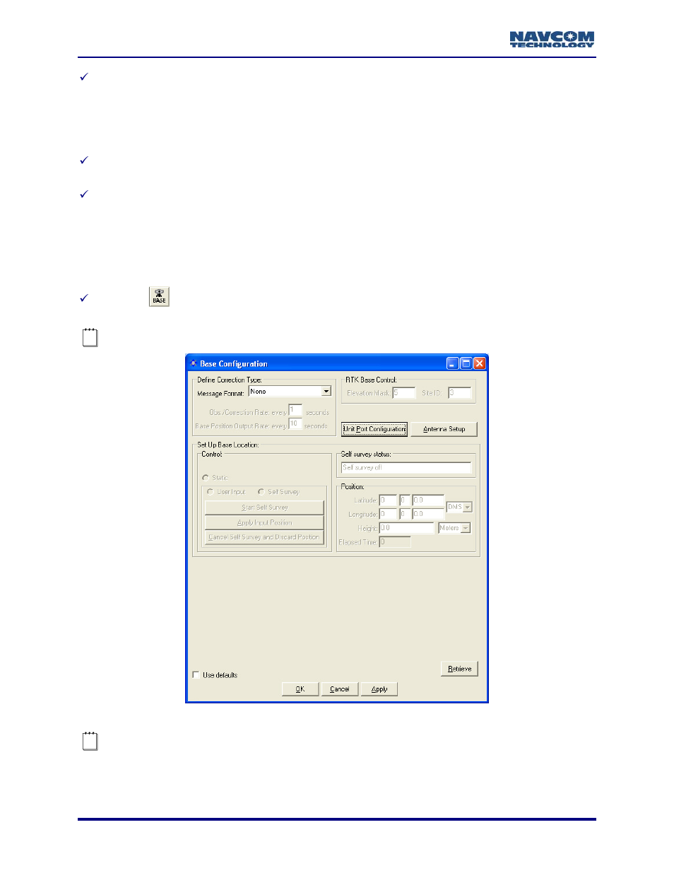 Base configuration window, Figure 9: base configuration window, Figure 9 | NavCom StarUtil Rev.G User Manual | Page 26 / 134