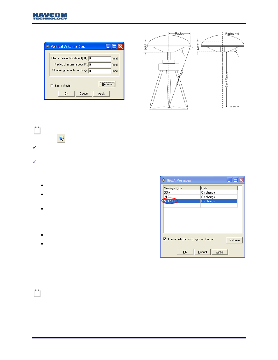 Figure 21: vertical antenna bias, Figure 22: nct set, Figure 21) | NavCom StarUtil Rev.G User Manual | Page 35 / 134