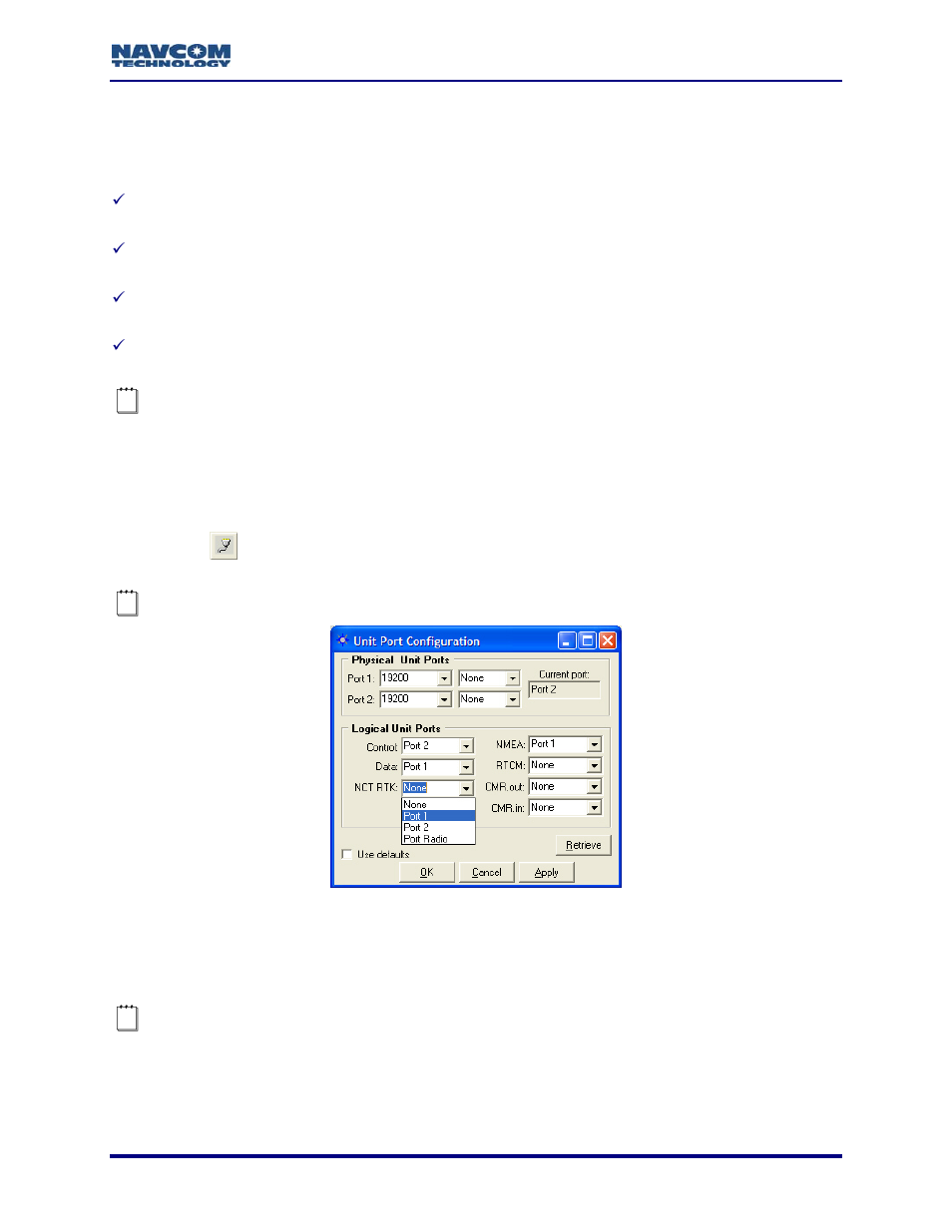 Nct rtk configuration, Base port configuration, Figure 31: base – nct rtk port configuration | NavCom StarUtil Rev.G User Manual | Page 43 / 134