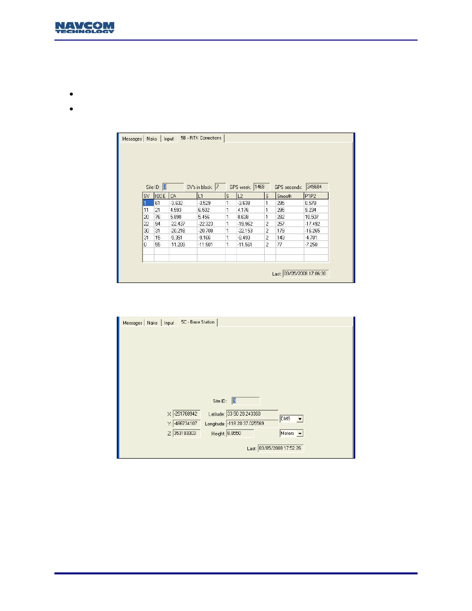 Figure 50: 5b – rtk corrections, Figure 51: 5c – base station | NavCom StarUtil Rev.G User Manual | Page 57 / 134