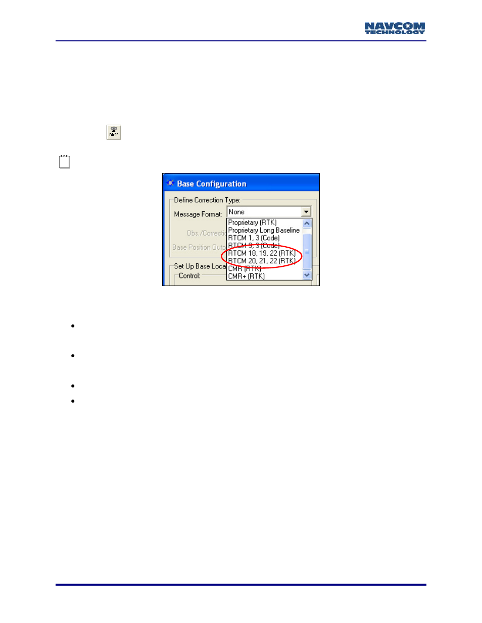 Base rtcm configuration | NavCom StarUtil Rev.G User Manual | Page 60 / 134