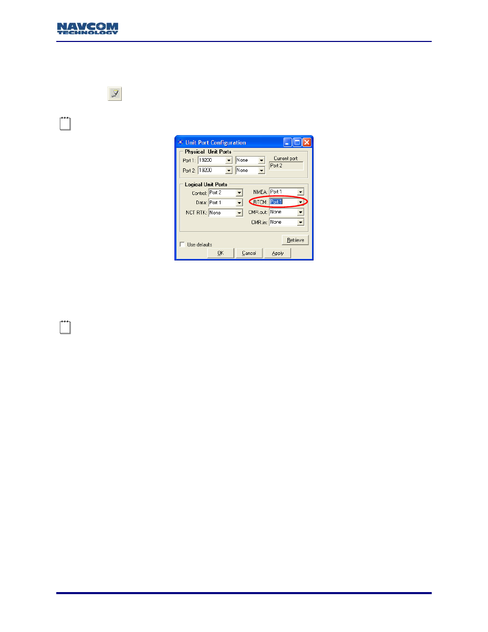 Rover rtcm port configuration, Figure 56: rtcm port configuration | NavCom StarUtil Rev.G User Manual | Page 61 / 134