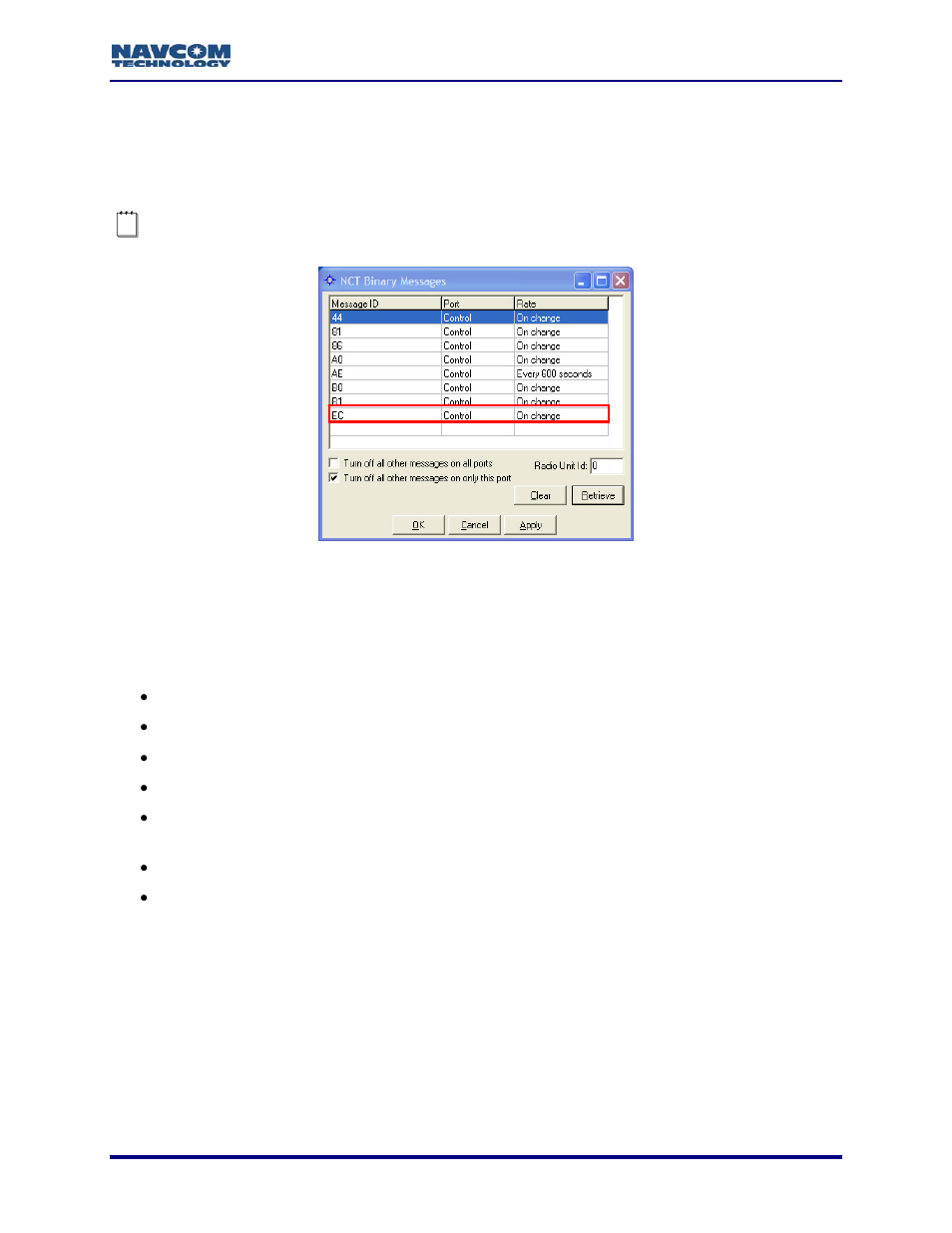 Verify reception of rtcm rtk corrections, Figure 58: message ec scheduled | NavCom StarUtil Rev.G User Manual | Page 63 / 134