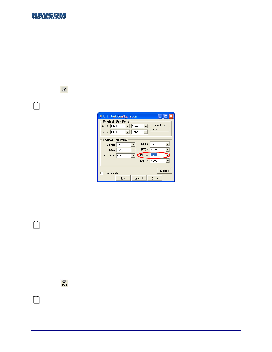Cmr configuration, Base cmr.out port configuration, Base cmr configuration | Figure 60: cmr.out port configuration | NavCom StarUtil Rev.G User Manual | Page 65 / 134