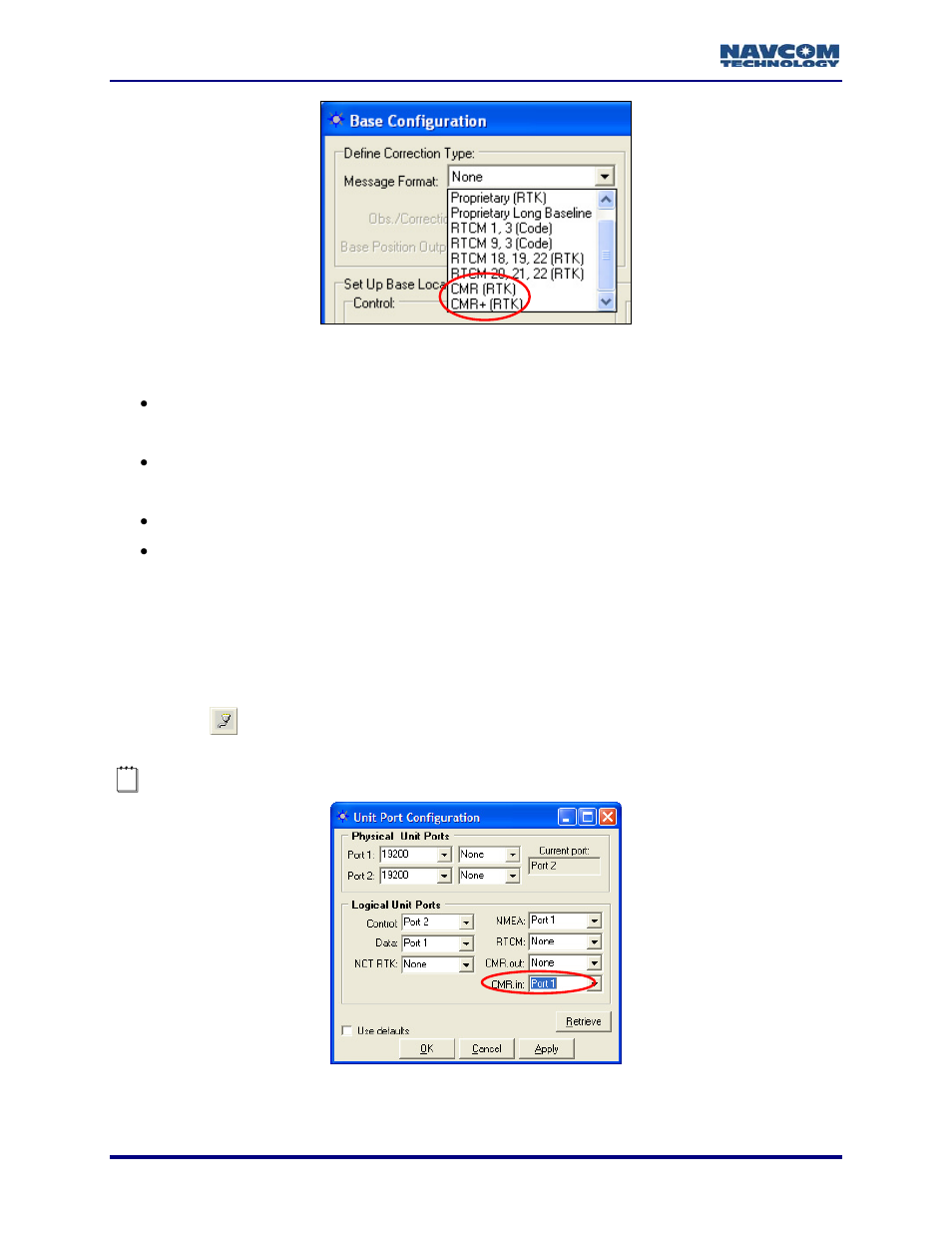 Rover cmr.in port configuration, Figure 62: crm.in port configuration | NavCom StarUtil Rev.G User Manual | Page 66 / 134
