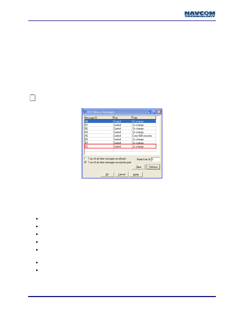 Verify reception of cmr rtk corrections, Figure 64: message ec scheduled | NavCom StarUtil Rev.G User Manual | Page 68 / 134