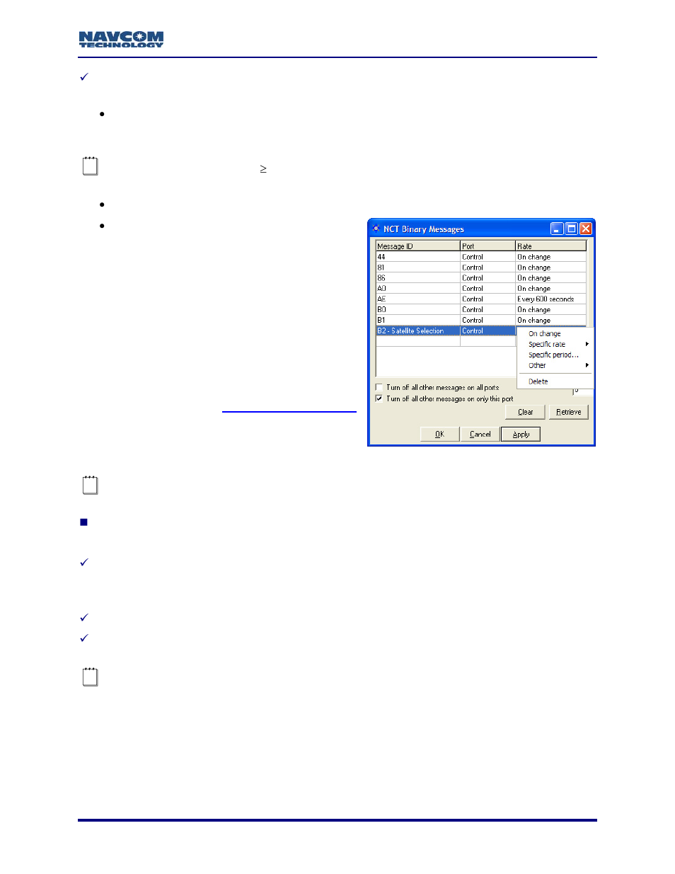 Figure 90: nct binary messages rate menu | NavCom StarUtil Rev.G User Manual | Page 95 / 134