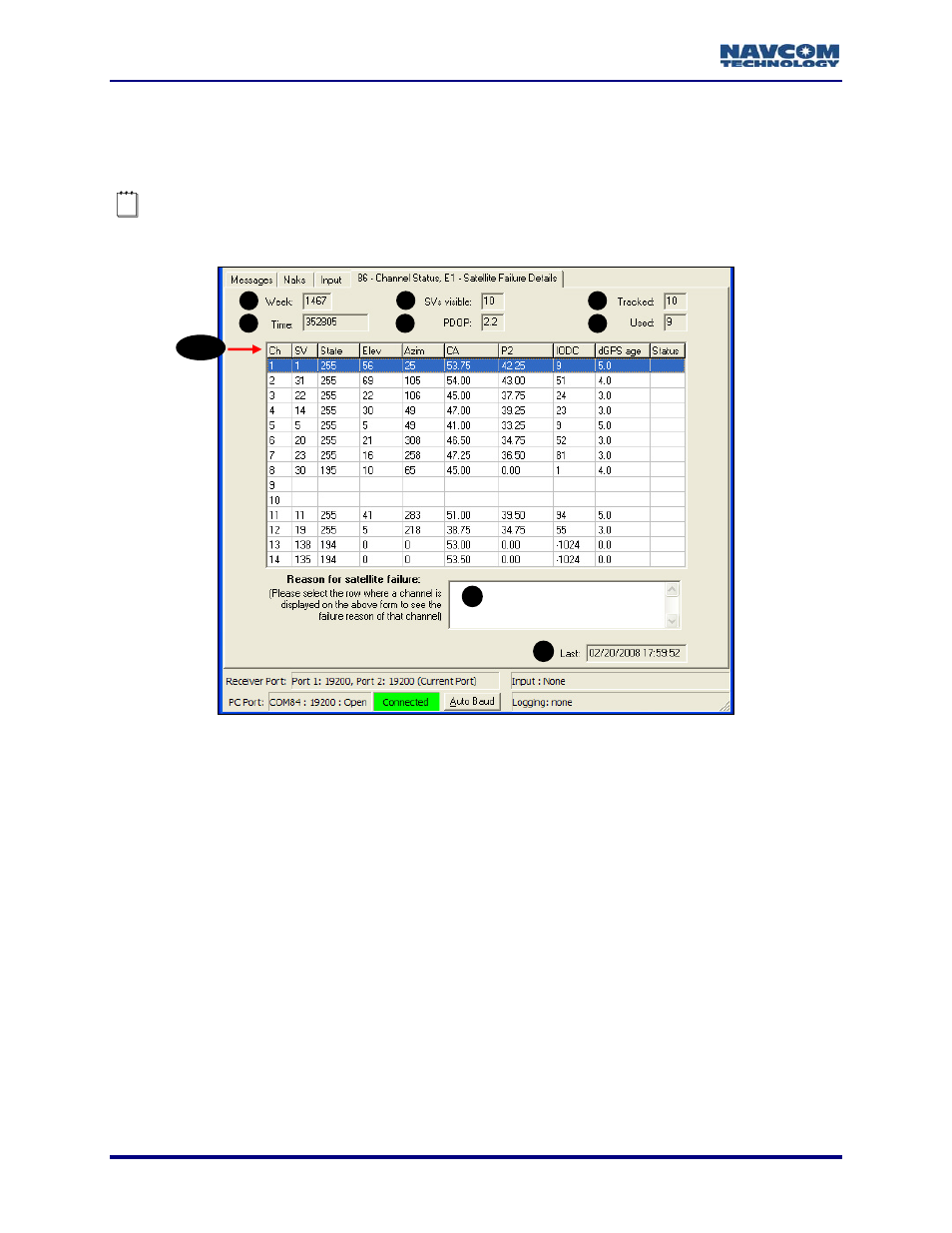 86 channel status – e1 satellite failure, Figure 93: 86 – channel status, Figure 93) | NavCom StarUtil Rev.G User Manual | Page 98 / 134