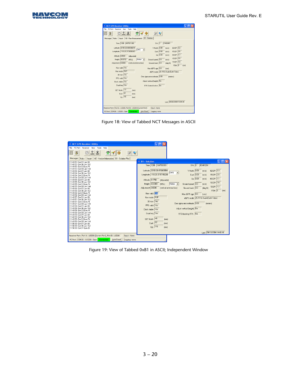 Figure 18: view of tabbed nct messages in ascii | NavCom StarUtil Rev.E User Manual | Page 21 / 58
