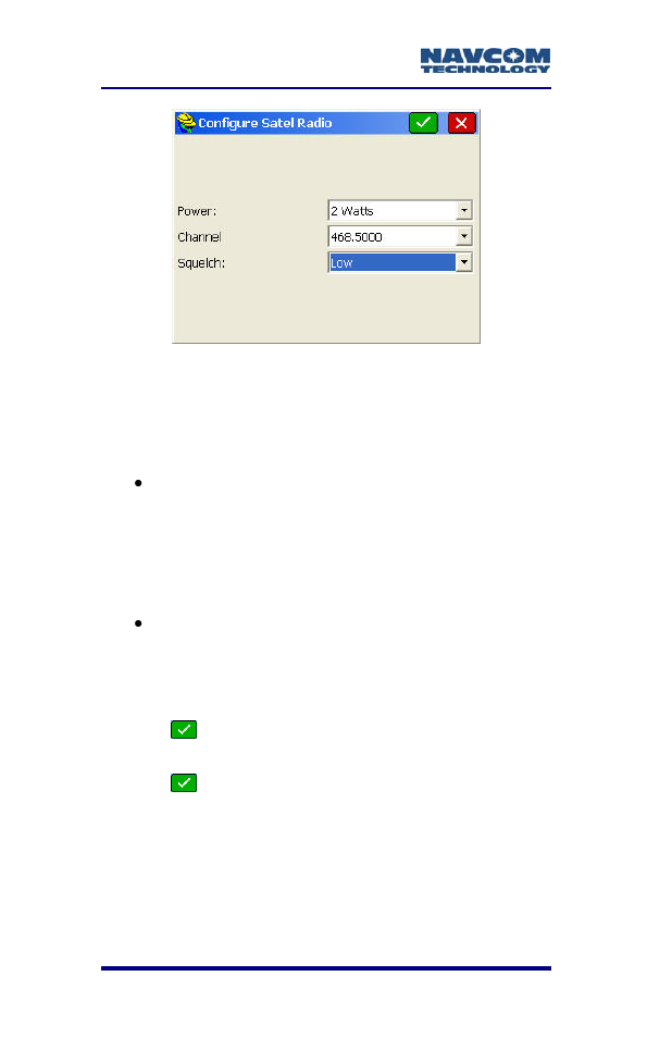 Figure 68: configure satel radio window | NavCom SF-2040 Rev.C User Manual | Page 108 / 178