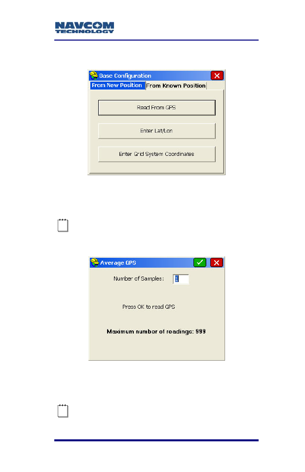 Assign a base position, Figure 69: from new position options, Figure 70: average gps window | NavCom SF-2040 Rev.C User Manual | Page 109 / 178