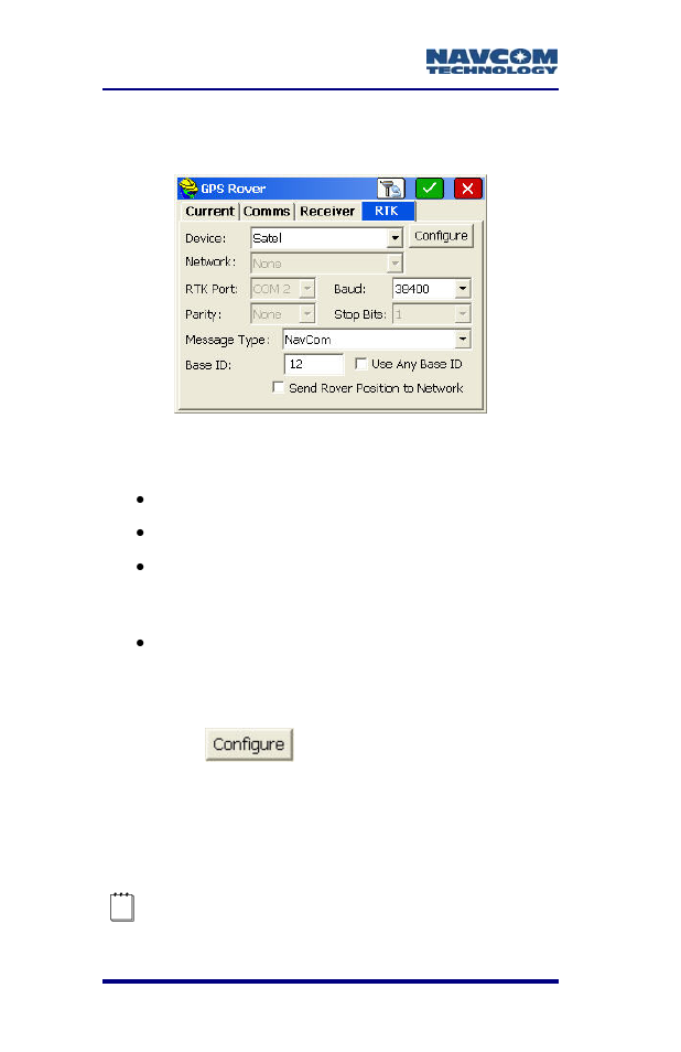 Figure 76: gps rover submenu – rtk tab | NavCom SF-2040 Rev.C User Manual | Page 116 / 178