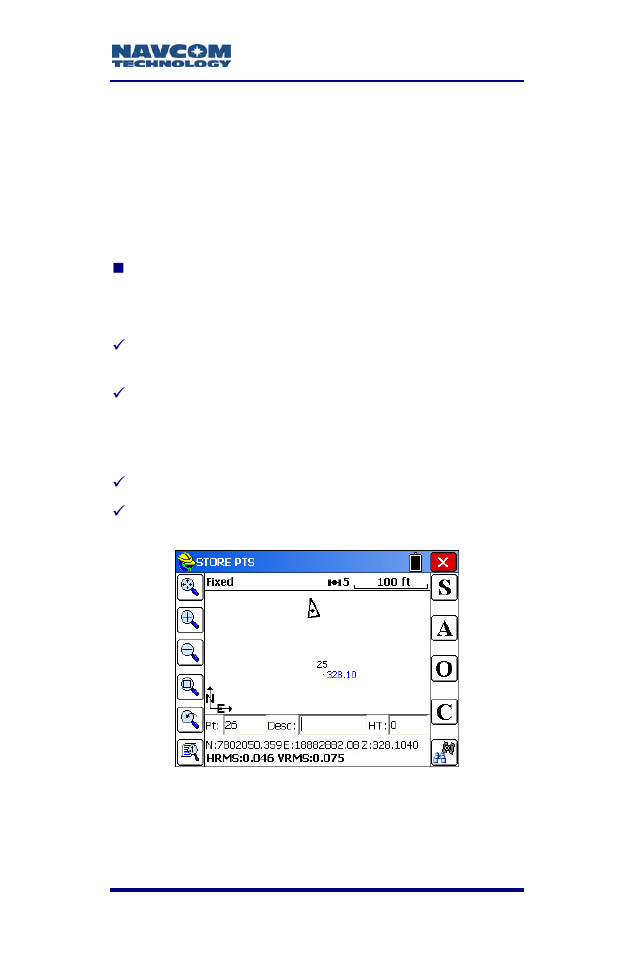 Survey menu (measuring point positions), Figure 90: store points interface | NavCom SF-2040 Rev.C User Manual | Page 127 / 178