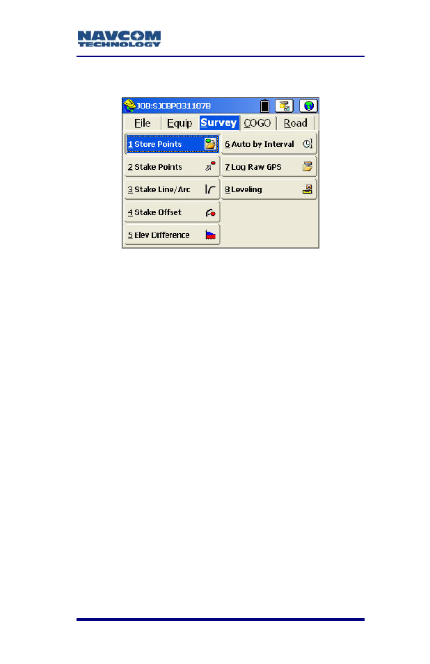 Store points, Figure 91: survey menu – store points | NavCom SF-2040 Rev.C User Manual | Page 129 / 178