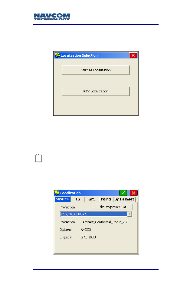 Figure 93: localization submenu options, Figure 94: localization submenu – system tab | NavCom SF-2040 Rev.C User Manual | Page 131 / 178