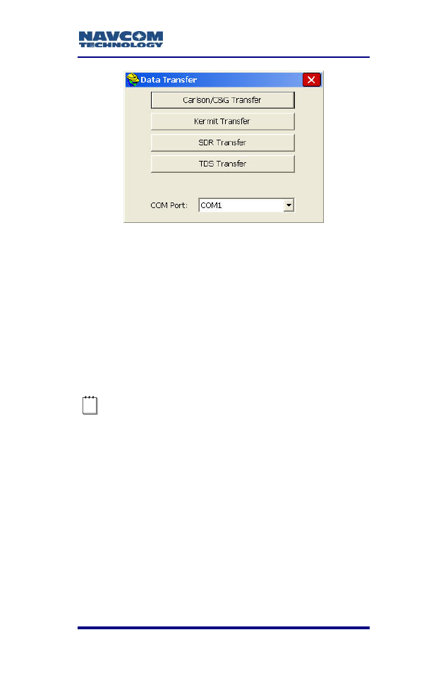 Figure 105: survce data transfer window | NavCom SF-2040 Rev.C User Manual | Page 143 / 178