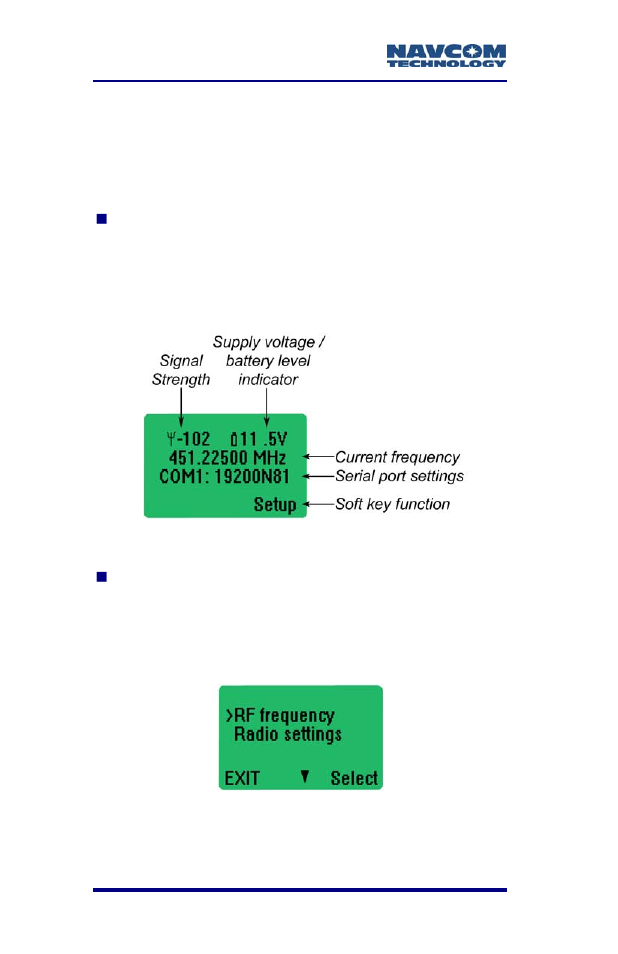 Operating modes, Figure 17: lcd display – data transfer mode, Figure 18: lcd display – programming mode | NavCom SF-2040 Rev.C User Manual | Page 66 / 178