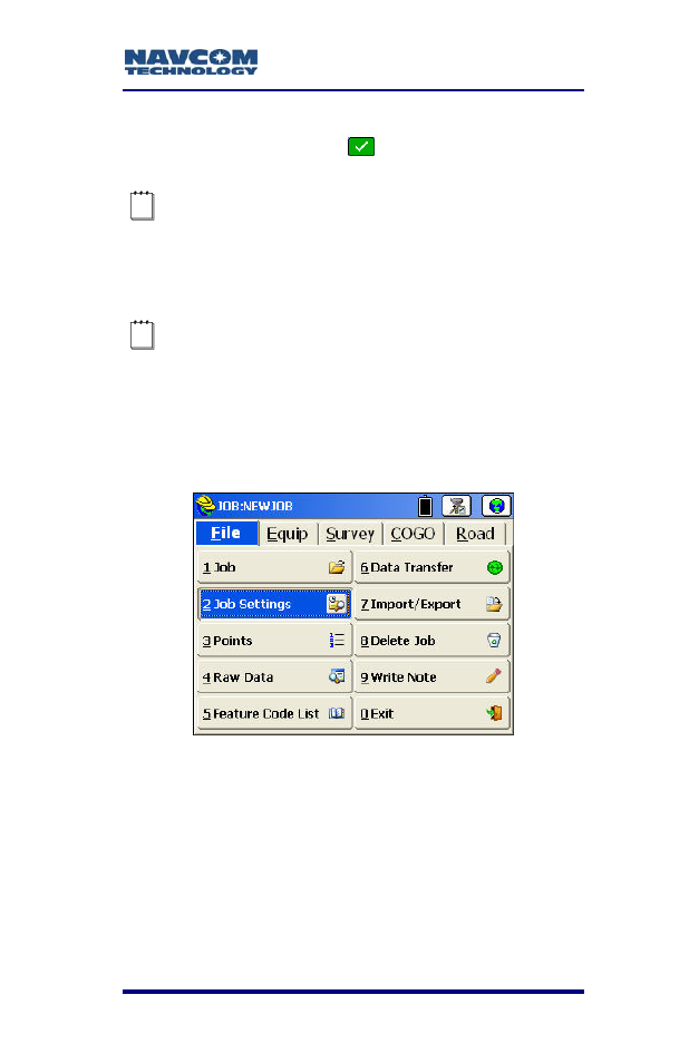 Job settings, Figure 55: file menu – job settings | NavCom SF-2040 Rev.C User Manual | Page 97 / 178