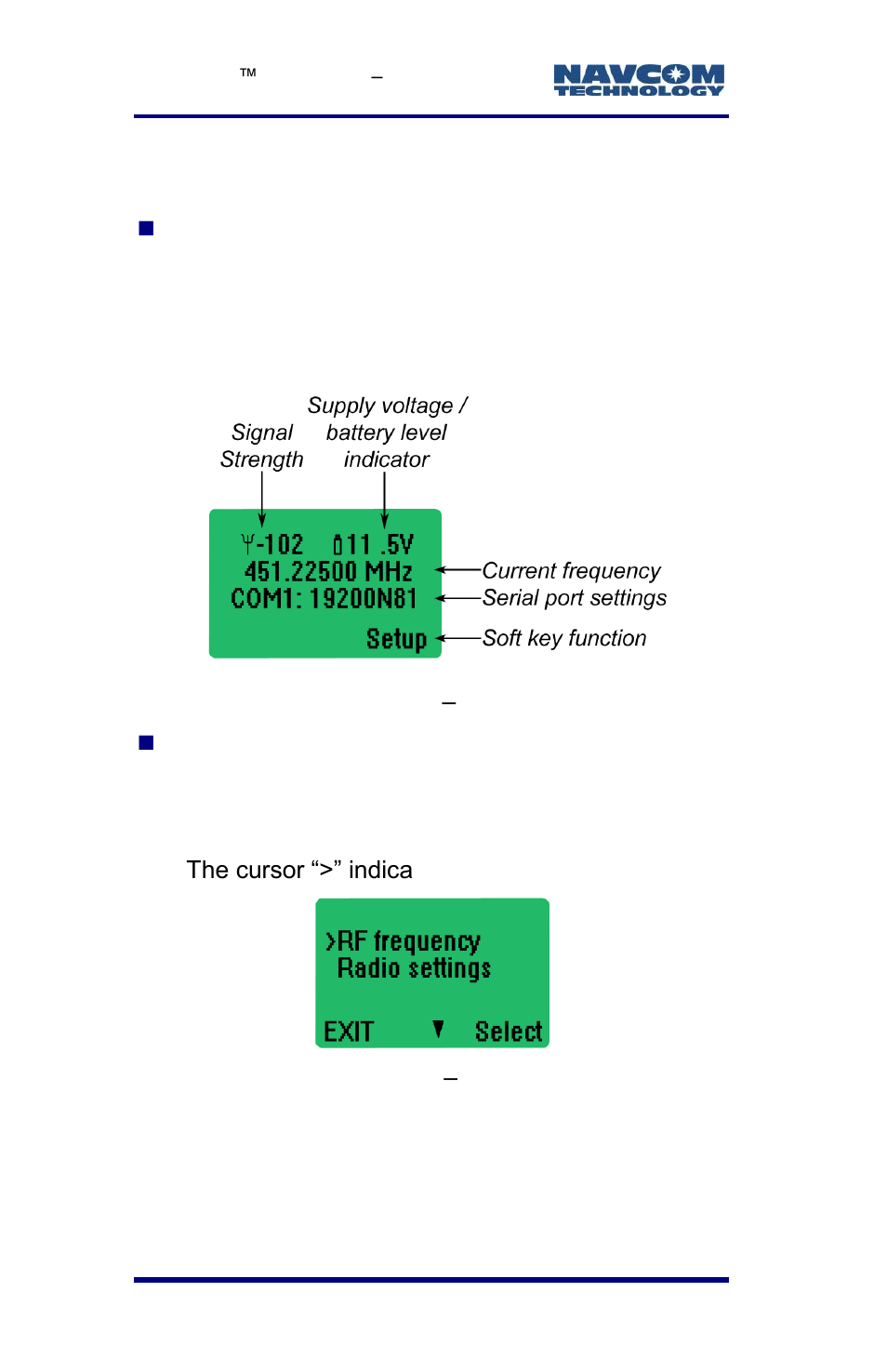 Figure 64: lcd display, Data transfer mode, Figure 65: lcd display | Programming mode | NavCom LAND-PAK Rev.E User Manual | Page 112 / 156