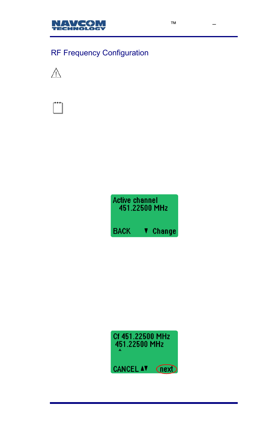 Rf frequency configuration, Figure 66: active channel, Figure 67: next digit | NavCom LAND-PAK Rev.E User Manual | Page 113 / 156
