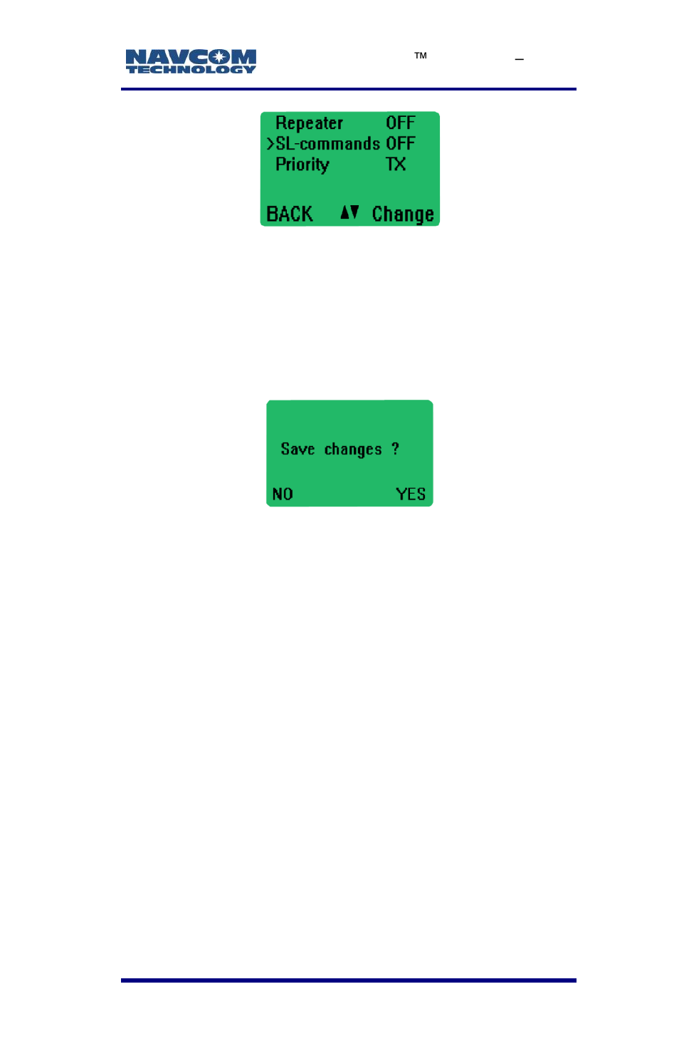 Figure 80: sl-commands and priority, Figure 81: save changes | NavCom LAND-PAK Rev.E User Manual | Page 121 / 156
