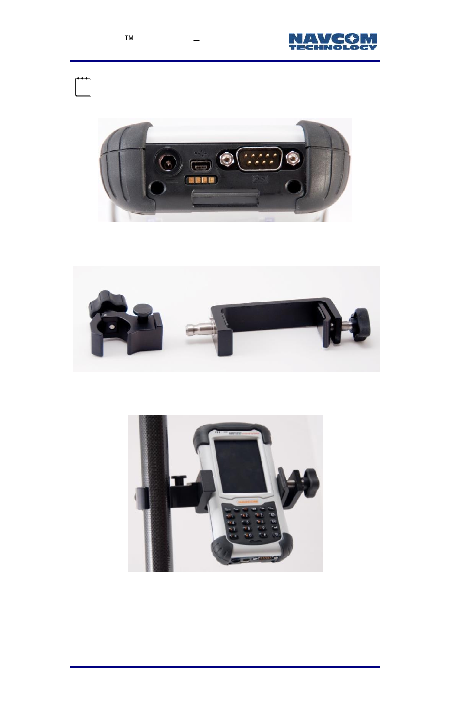 Figure 5: nautiz x7 pole clamp and cradle, Figure 6: nautiz x7 mounted on the pole clamp | NavCom LAND-PAK Rev.E User Manual | Page 32 / 156