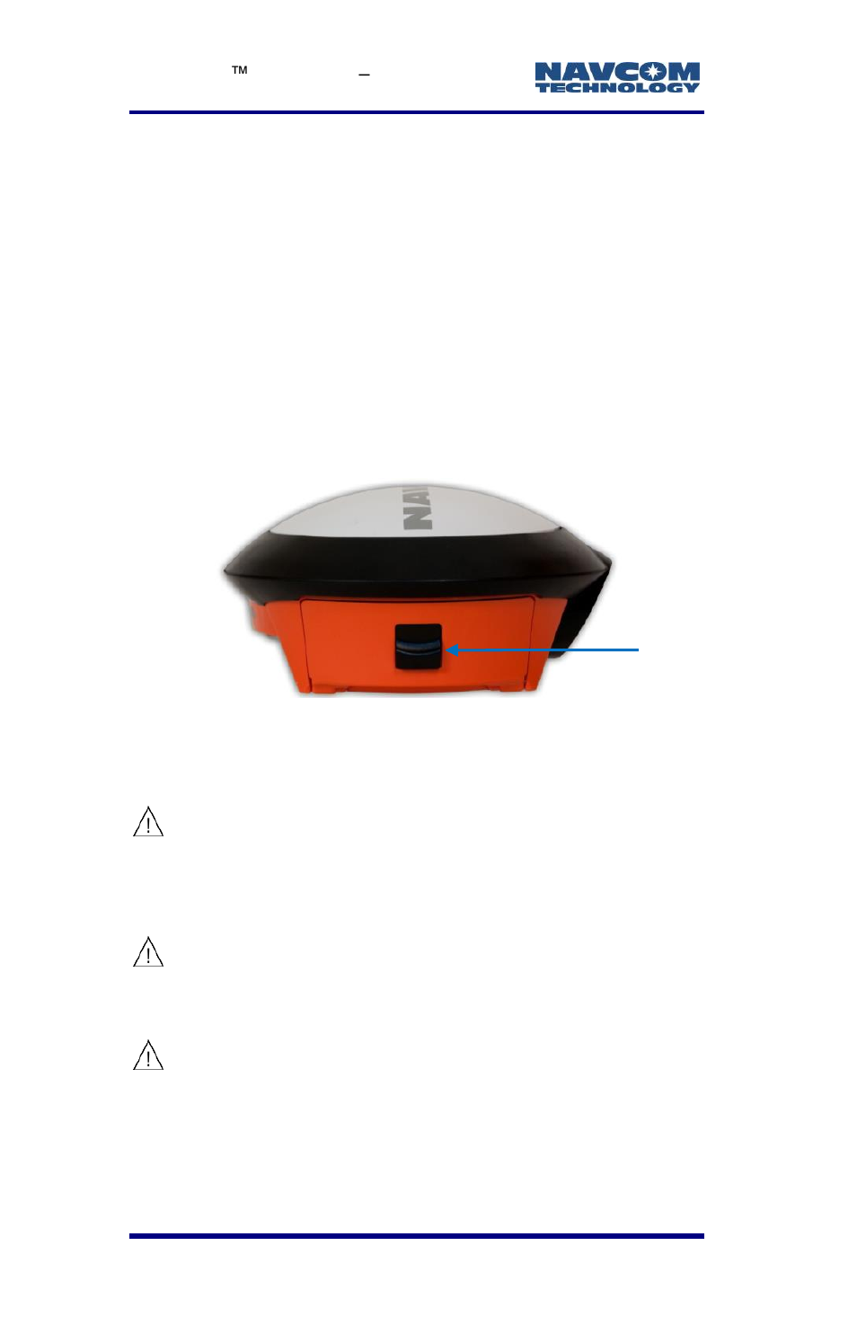 Figure 14: battery chamber release button | NavCom LAND-PAK Rev.E User Manual | Page 48 / 156