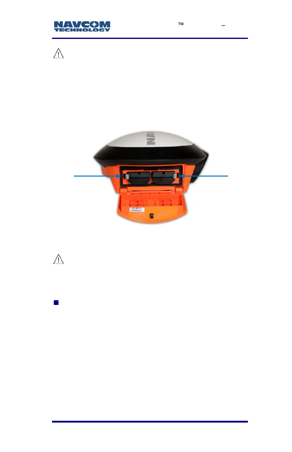 Nautiz x7 battery pack, Figure 15: battery packs installed in chamber, Showing locking clips | NavCom LAND-PAK Rev.E User Manual | Page 49 / 156