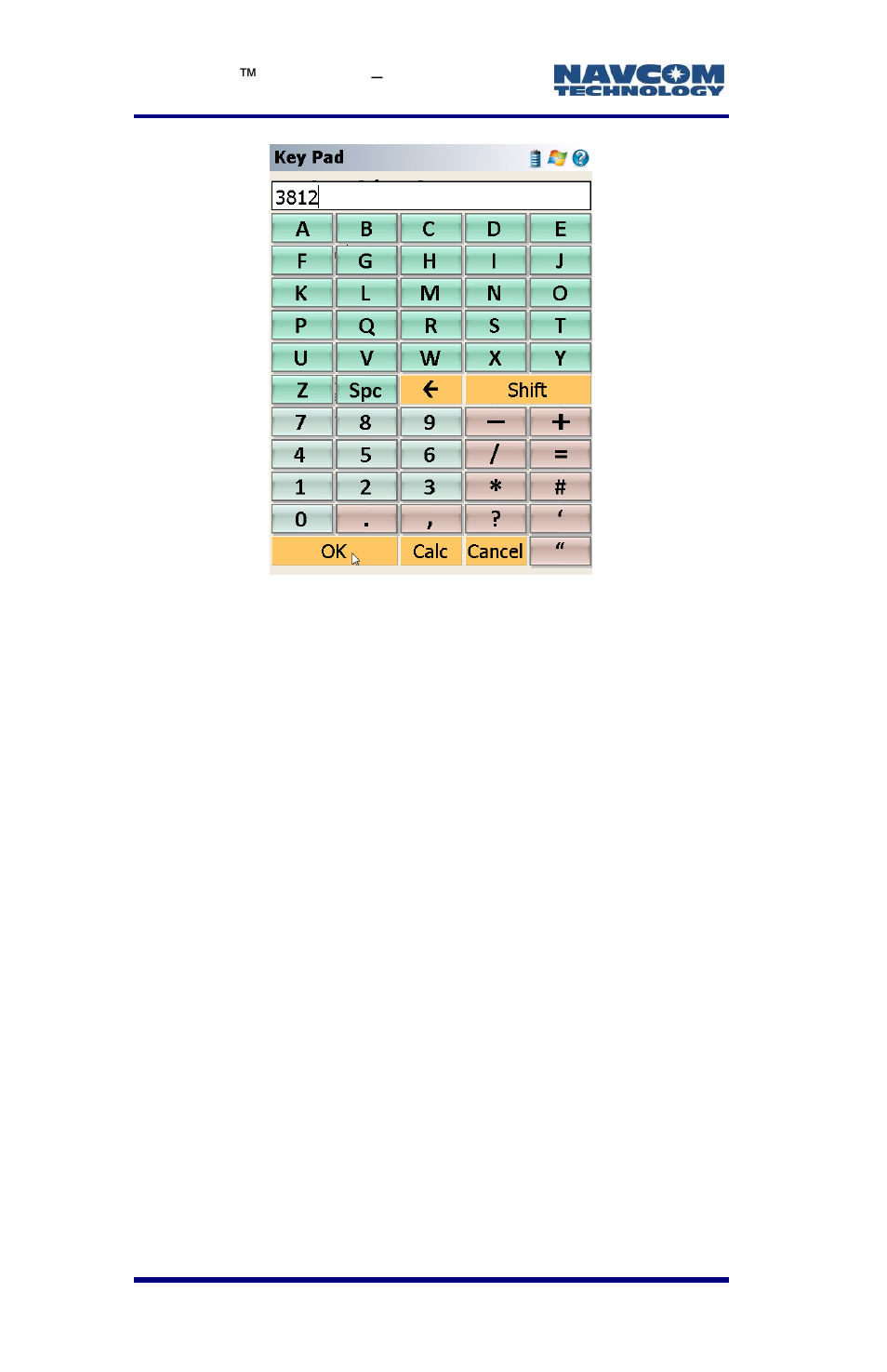 Figure 37: keypad | NavCom LAND-PAK Rev.E User Manual | Page 74 / 156