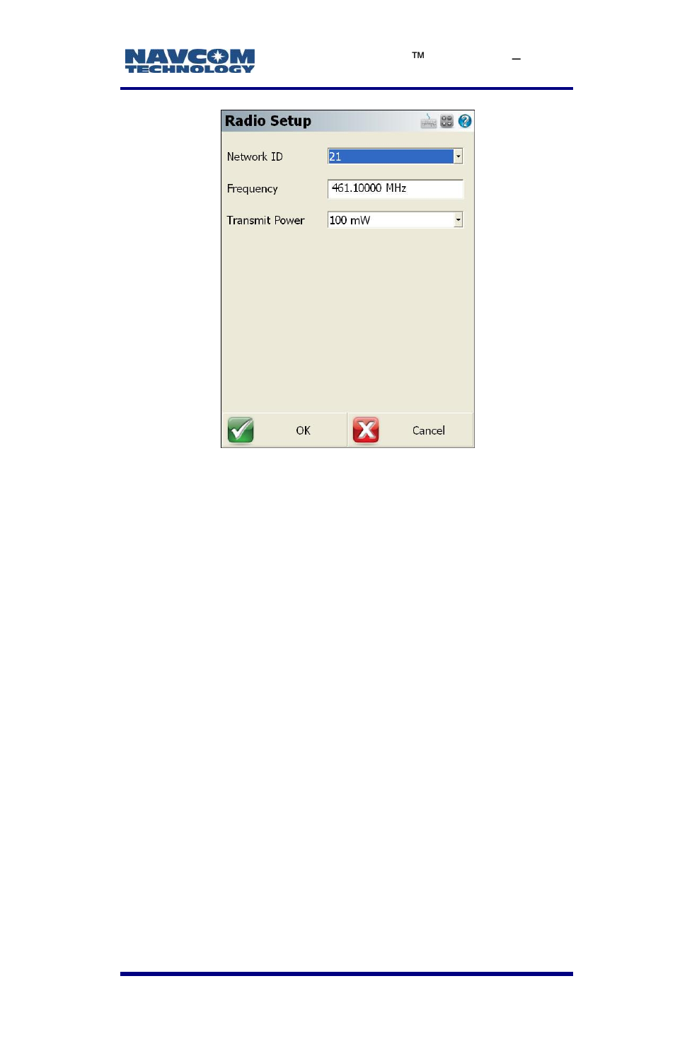 Perform a starfire quick start, Figure 42: radio setup | NavCom LAND-PAK Rev.E User Manual | Page 79 / 156