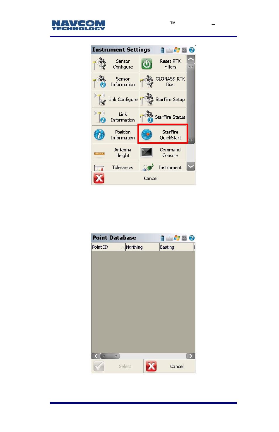Figure 44: select quickstart point, Figure 43) | NavCom LAND-PAK Rev.E User Manual | Page 81 / 156