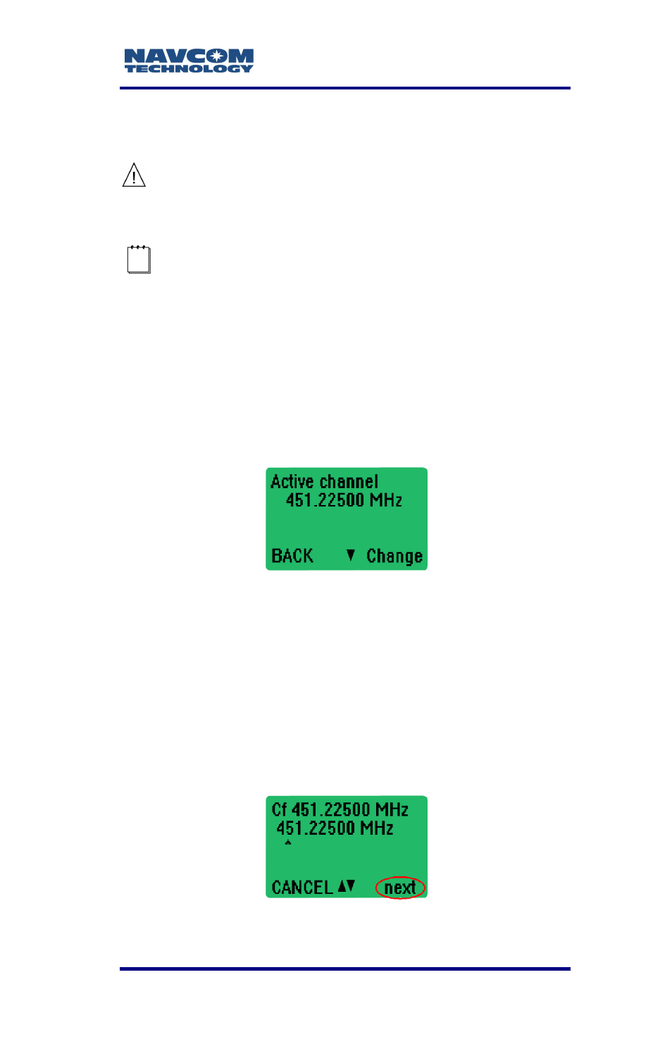 Rf frequency configuration, Figure 65: active channel, Figure 66: next digit | NavCom LAND-PAK Rev.F User Manual | Page 114 / 159