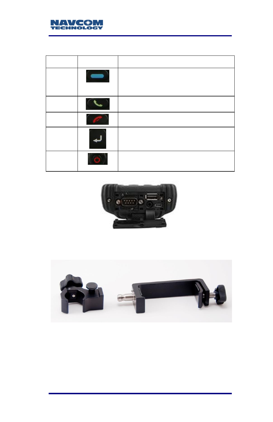 Figure 5: nautiz x8 pole clamp and cradle, Table 1: nautiz x8 keypad controls | NavCom LAND-PAK Rev.F User Manual | Page 33 / 159
