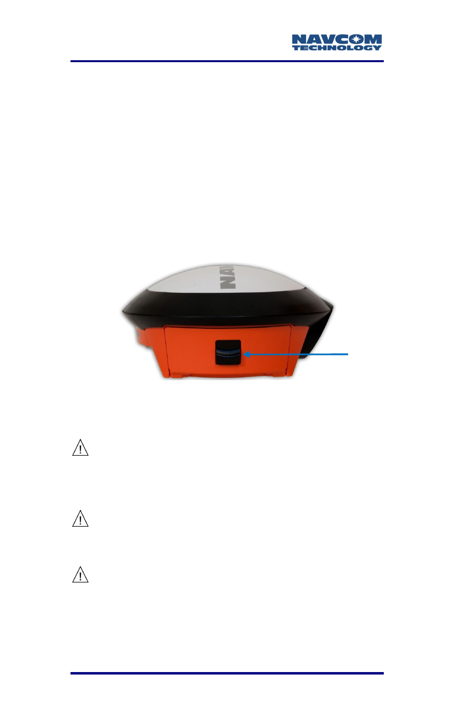 Figure 12: battery chamber release button | NavCom LAND-PAK Rev.F User Manual | Page 50 / 159