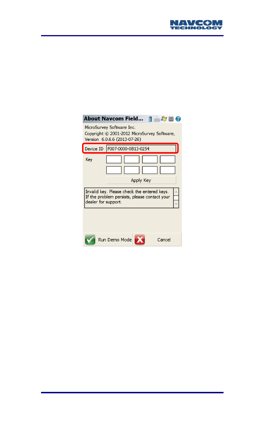 Registration, Figure 33: fieldgenius registration screen | NavCom LAND-PAK Rev.F User Manual | Page 74 / 159