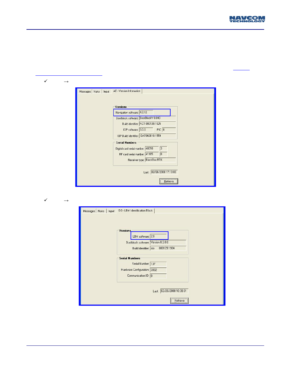 Lbm v3.0 | NavCom StarFire Satellite Change Rev.G User Manual | Page 8 / 24