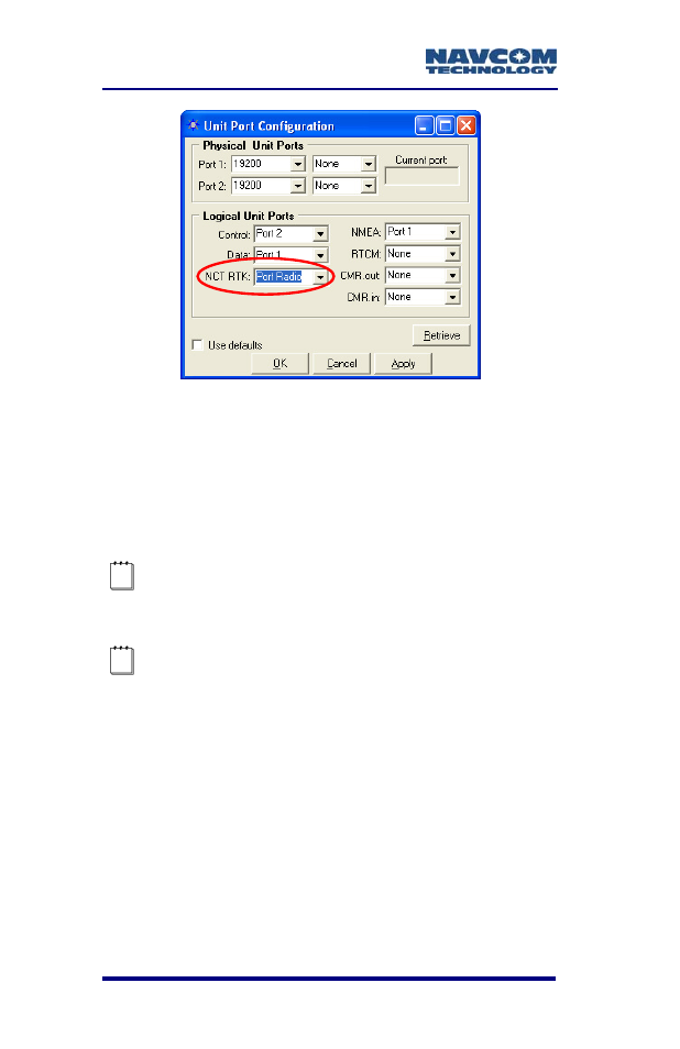 Communication port connectivity, Figure 12: radio port configuration, starutil | NavCom RT-3020 Rev.F User Manual | Page 48 / 93