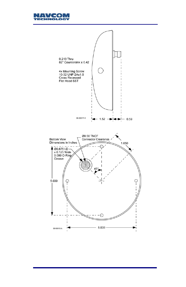 Figure 20: pn: 82-001002-3001 ant dimensions | NavCom RT-3020 Rev.F User Manual | Page 75 / 93